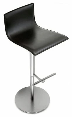 Thin Adjustable Bar Stool - Pivoting Leather Seat - Lapalma