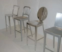 Navy Outdoor Bar Chair - H 76 Cm - Emeco -Coffee Tables Sales Shop bar chair navy outdoor brushed aluminium madeindesign 123861 product800