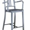 Navy Outdoor Bar Chair - Armrests - H 76 Cm - Emeco -Coffee Tables Sales Shop bar chair navy outdoor brushed aluminium madeindesign 55737 product800