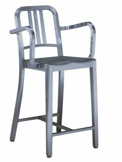 Navy Outdoor Bar Chair - Armrests - H 76 Cm - Emeco