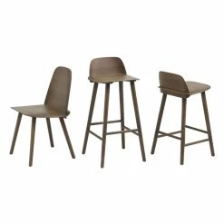 Nerd Bar Chair - / H 65 Cm - Wood - Muuto -Coffee Tables Sales Shop bar chair nerd dark wood madeindesign 357459 product800