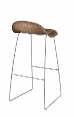 3D Bar Stool - H 75 Cm - Walnut Shell - Gubi -Coffee Tables Sales Shop bar stool 3d walnut chrome legs madeindesign 166647 product800