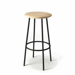 Baretto Bar Stool - / H 76 Cm - Solid Oak & Metal - Ethnicraft