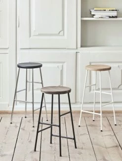 Cornet Bar Stool - / H 75 Cm - Bois & Métal - Hay -Coffee Tables Sales Shop bar stool cornet chene fume pied blanc madeindesign 302417 product800