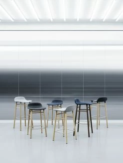 Form Bar Stool - / H 75 Cm – Brass Foot - Normann Copenhagen -Coffee Tables Sales Shop bar stool form blue brass madeindesign 310255 product800
