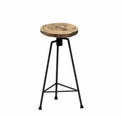 Nikita Bar Stool - / H 63 Cm - Wood & Metal - Zeus