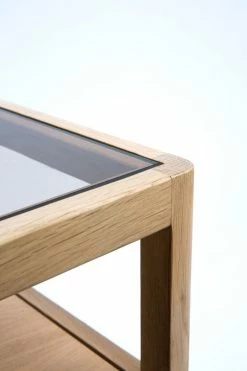Spindle Bedside Table - / Solid Oak & Glass - 1 Drawer - Ethnicraft -Coffee Tables Sales Shop bedside table spindle oak clear glass madeindesign 349900 product800