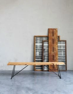 Old Times Bench - / L 190 Cm - Wood - Zeus -Coffee Tables Sales Shop bench old times natural wood black base madeindesign 259512 product800