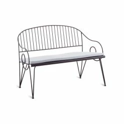 Ariete Bench With Backrest - / L 127 Cm - Iron / Seat Cushion - Unopiu