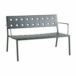 Balcony Lounge Bench With Backrest - / With Armrests - L 121.5cm - Hay