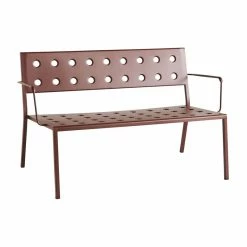 Balcony Lounge Bench With Backrest - / With Armrests - L 121.5cm - Hay