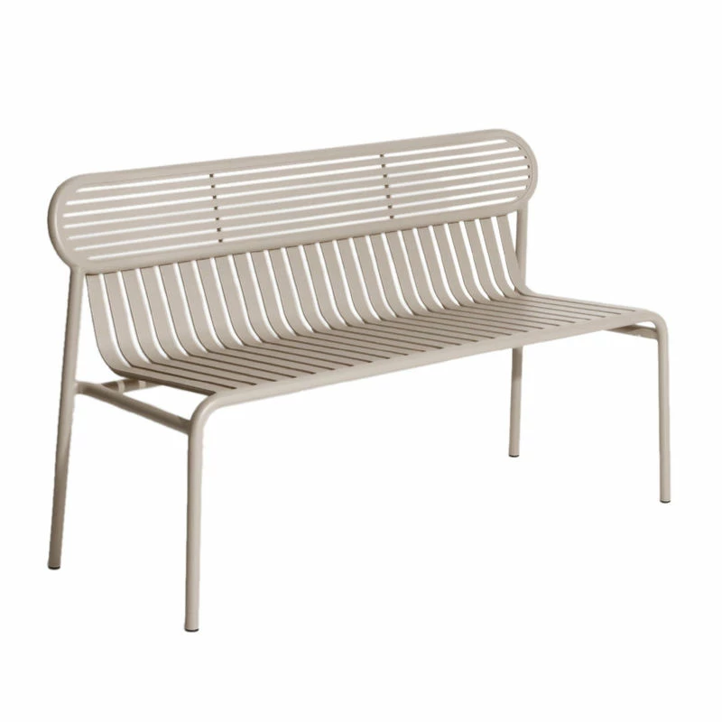 Week-end Bench With Backrest - / Aluminium - L 121 Cm - Petite Friture 4 Week-end Bench With Backrest - / Aluminium - L 121 Cm - Petite Friture - Image 2