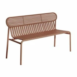 Week-end Bench With Backrest - / Aluminium - L 121 Cm - Petite Friture