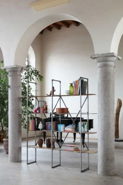 Slim Irony Bookcase - L 190 X D 35 X H 190 Cm - Zeus -Coffee Tables Sales Shop bookcase slim irony natural wood copper black madeindesign 234385 product800