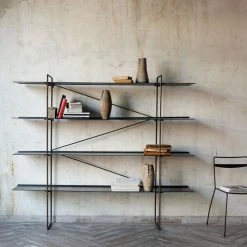 Tondella Bookcase - / L 200 X H 170 Cm - Zeus -Coffee Tables Sales Shop bookcase tondella phosphatised black madeindesign 401407 product800