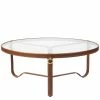 Adnet Coffee Table - / Ø 100 Cm - Leather & Glass - Gubi 2 Adnet Coffee Table - / Ø 100 Cm - Leather & Glass - Gubi -Coffee Tables Sales Shop coffee table adnet brown transparent madeindesign 310457 product800