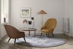 Adnet Coffee Table - / Ø 100 Cm - Leather & Glass - Gubi -Coffee Tables Sales Shop coffee table adnet brown transparent madeindesign 310458 product800