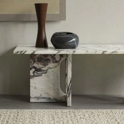 Androgyne Lounge Stone Coffee Table - / 120 X 45 X H 37.8 Cm - Stone Base - Menu -Coffee Tables Sales Shop coffee table androgyne lounge stone calcatta viola marble calcatta viola base madeindesign 399966 product800