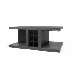 Chicago Bar Coffee Table - / Wine Rack & Rails For Stemmed Glasses - 110 X 65 X H 45 Cm - POP UP HOME -Coffee Tables Sales Shop coffee table chicago bar grey concrete effect black madeindesign 377765 product800