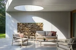 David Coffee Table - / Ceramic & Aged Teak - 129 X 45 Cm - Vincent Sheppard -Coffee Tables Sales Shop coffee table david grey ceramic aged teak legs madeindesign 390199 product800