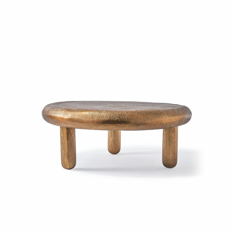 Thick Disk Coffee Table - / Ø 88 X H 35 Cm - Ribbed Aluminium - Pols Potten 4 Thick Disk Coffee Table - / Ø 88 X H 35 Cm - Ribbed Aluminium - Pols Potten - Image 2