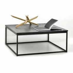 Thin Coffee Table - / Solid Oak & Metal - 70 X 70 Cm - Ethnicraft -Coffee Tables Sales Shop coffee table thin black madeindesign 349793 product800