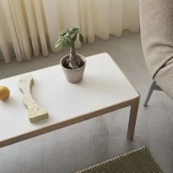 Workshop Coffee Table - / 120 X 43 X H 38 Cm - Linoleum - Muuto -Coffee Tables Sales Shop coffee table workshop grey linoleum natural oak legs madeindesign 404224 product800