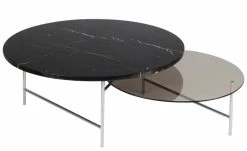 Zorro Coffee Table - 2 Tops - Marble & Glass - La Chance
