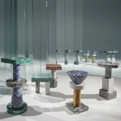 Swirl End Table - / Tall - Ø 35 X H 57 Cm / Marble Effect - Tom Dixon -Coffee Tables Sales Shop end table swirl o 35 x h 57 cm madeindesign 401796 product800