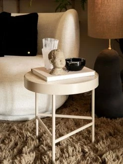 Travertine End Table - / Medium - Ø 40 X H 45 Cm - Ferm Living -Coffee Tables Sales Shop end table travertine beige travertine stone cashmere beige base madeindesign 368480 product800