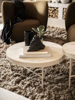 Travertine End Table - / Medium - Ø 40 X H 45 Cm - Ferm Living -Coffee Tables Sales Shop end table travertine beige travertine stone cashmere beige base madeindesign 368483 product800