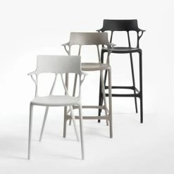 A.I High Stool - / 75 Cm - Designed By Artificial Intelligence - Recycled - Kartell -Coffee Tables Sales Shop high stool a i white madeindesign 380816 product800