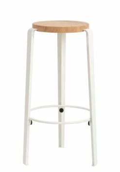 Big Lou High Stool - / H 76 Cm - Steel & Oak - TIPTOE
