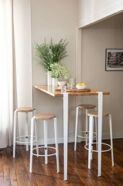 Big Lou High Stool - / H 76 Cm - Steel & Oak - TIPTOE -Coffee Tables Sales Shop high stool big lou cloud white madeindesign 324215 product800