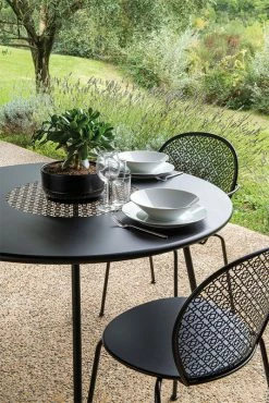 Lorette Round Table - / Ø 110 Cm - Perforated Metal - Fermob 5 Lorette Round Table - / Ø 110 Cm - Perforated Metal - Fermob -Coffee Tables Sales Shop round table lorette black cherry madeindesign 386164 product800