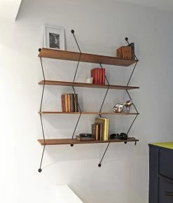 Climb Shelf - / Mega - L 135 X H 183 Cm - La Chance -Coffee Tables Sales Shop shelf climb walnut black uprights madeindesign 302327 product800