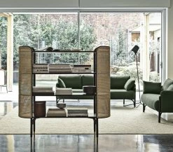 Mos Shelf - / L 136 X H 140 Cm - Caning & Wood - Wiener GTV Design -Coffee Tables Sales Shop shelf mos black natural madeindesign 372573 product800