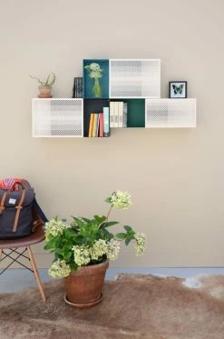 Perfo Ba Shelf - Microperforated Sheet Metal - 70 X 23 Cm - Presse Citron -Coffee Tables Sales Shop shelf perfo ba navy beige madeindesign 259038 product800