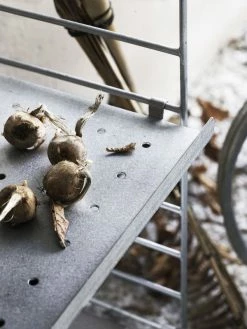 String® Outdoor Shelf - / Perforated Galvanised Steel - LOW Edge - 58 X D 30 Cm - String Furniture -Coffee Tables Sales Shop shelf stringr outdoor low edge galvanised madeindesign 316571 product800