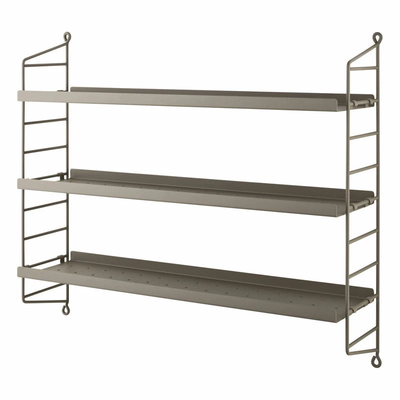 String® Pocket Metal Shelf - / Perforated Steel - L 60 X H 50 Cm - String Furniture 3 String® Pocket Metal Shelf - / Perforated Steel - L 60 X H 50 Cm - String Furniture