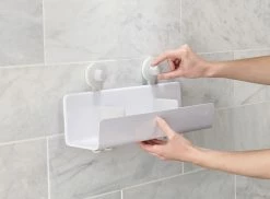 EasyStore Large Shower Shelf - / L 40 Cm - Powerful Suction Cups / Removable Mirror - Joseph Joseph -Coffee Tables Sales Shop shower shelf easystore large white madeindesign 368306 product800