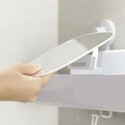 EasyStore Large Shower Shelf - / L 40 Cm - Powerful Suction Cups / Removable Mirror - Joseph Joseph -Coffee Tables Sales Shop shower shelf easystore large white madeindesign 368307 product800