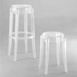 Charles Ghost Stackable Bar Stool - H 65 Cm - Plastic - Kartell -Coffee Tables Sales Shop stackable bar stool charles ghost cristal madeindesign 59443 product800