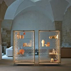 Echo Utensil - / Aluminium & Glass - L 101 X H 163 Cm - FIAM -Coffee Tables Sales Shop vitrine echo gold transparent madeindesign 399702 product800